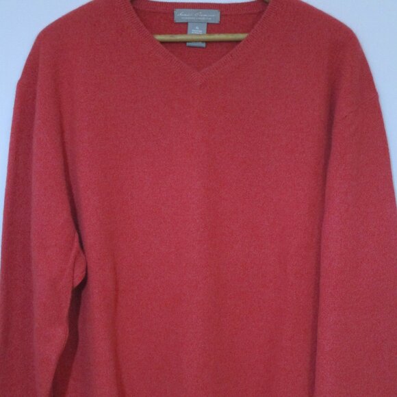 XL Mens Red CASHMERE V Neck Pullover Sweater NWOT Daniel Cremieux France - Picture 2 of 10